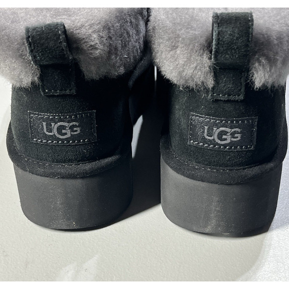 UGG Nita Genuine Shearling Slipper Womens 8 Black Suede Leather Wool - Picture 3 of 8
